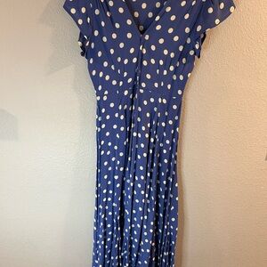 Tularosa Blue and White Polka Dot Maxi Dress